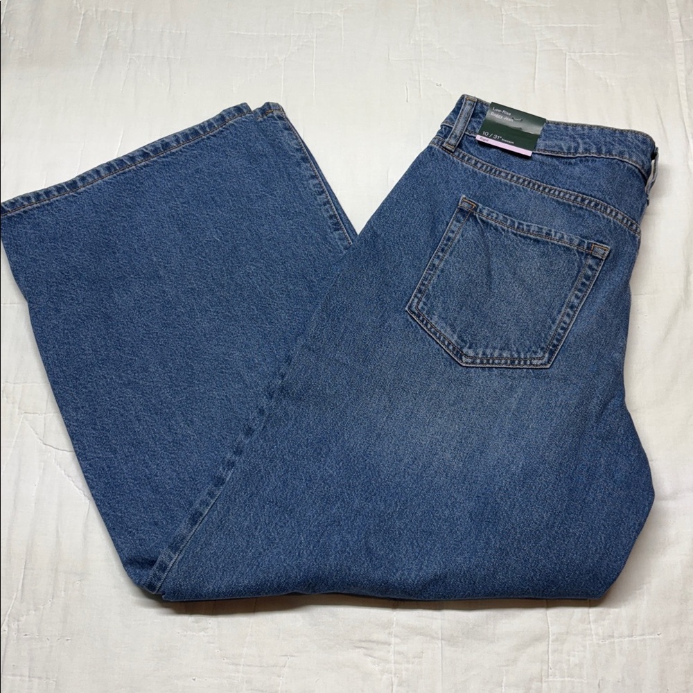 Low Rise Rigid Baggy Jeans Womens 10/31 NWT 90s Skater Style Wide Leg Blue Denim - Picture 12 of 13